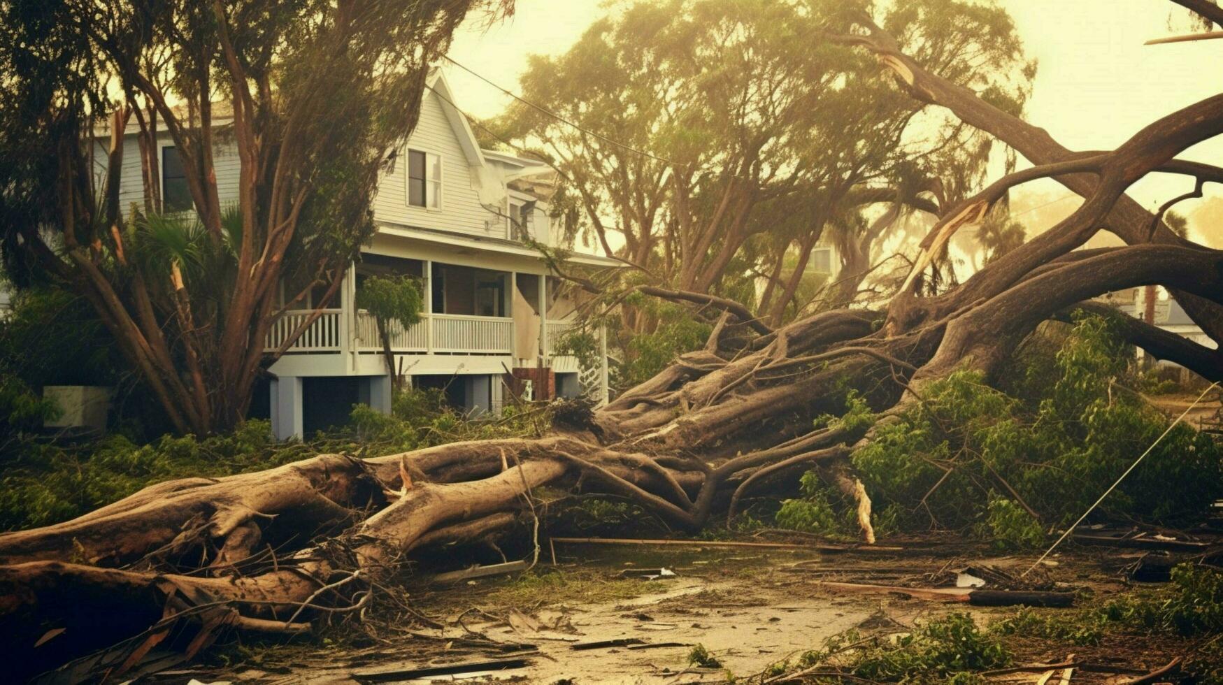 trees fell down under violent wind photo