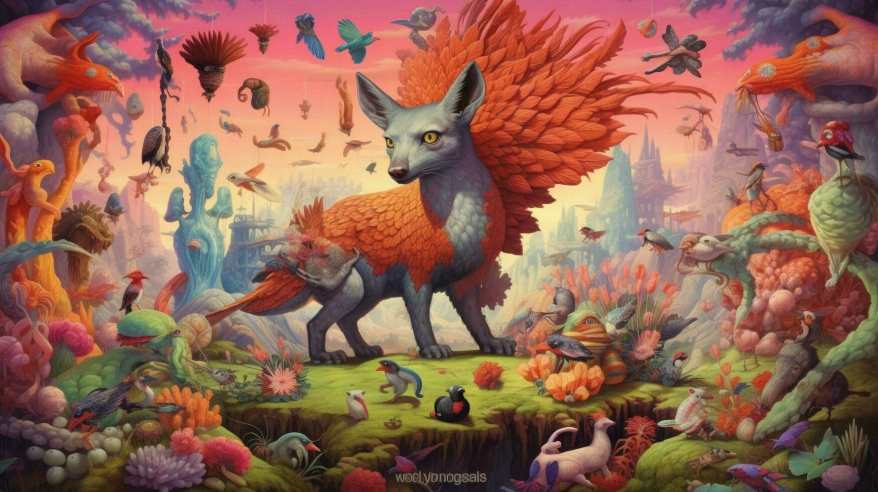 trippy animal fantasía mundo con criaturas foto