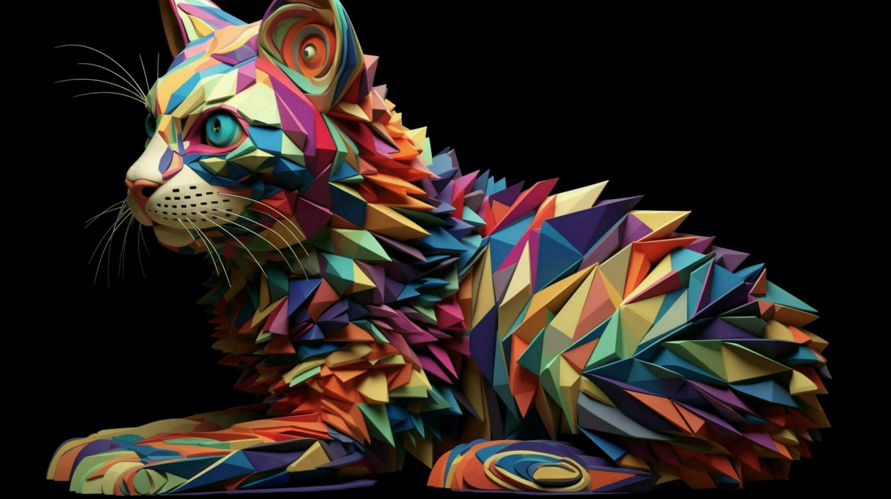 trippy cat rotating and morphing into other shape photo