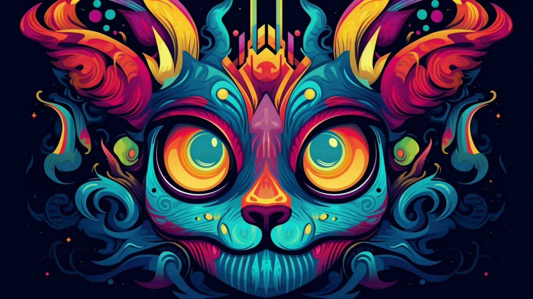 trippy cartoon creature with abstract geometric photo