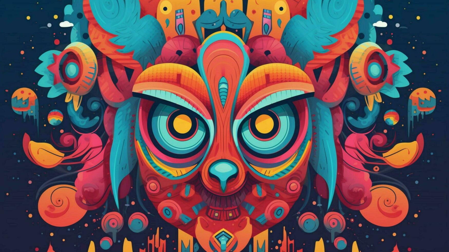 trippy cartoon creature with abstract geometric photo
