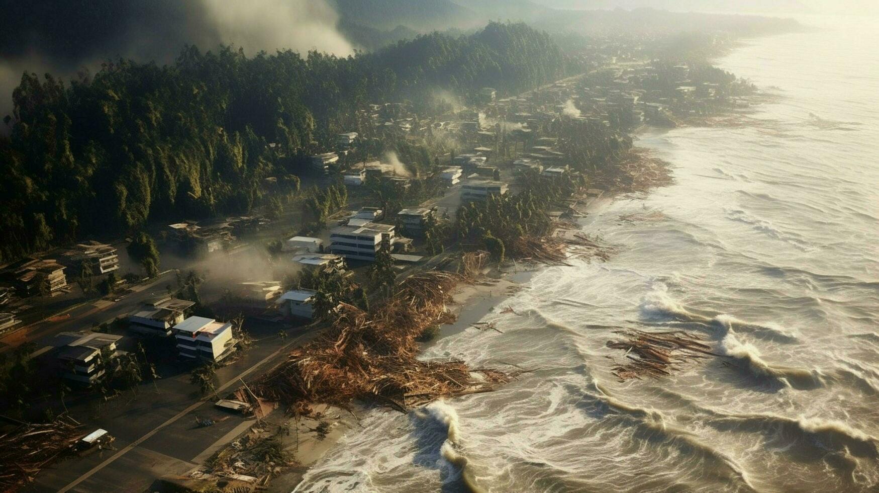 tsunami receding revealing the shocking damage photo