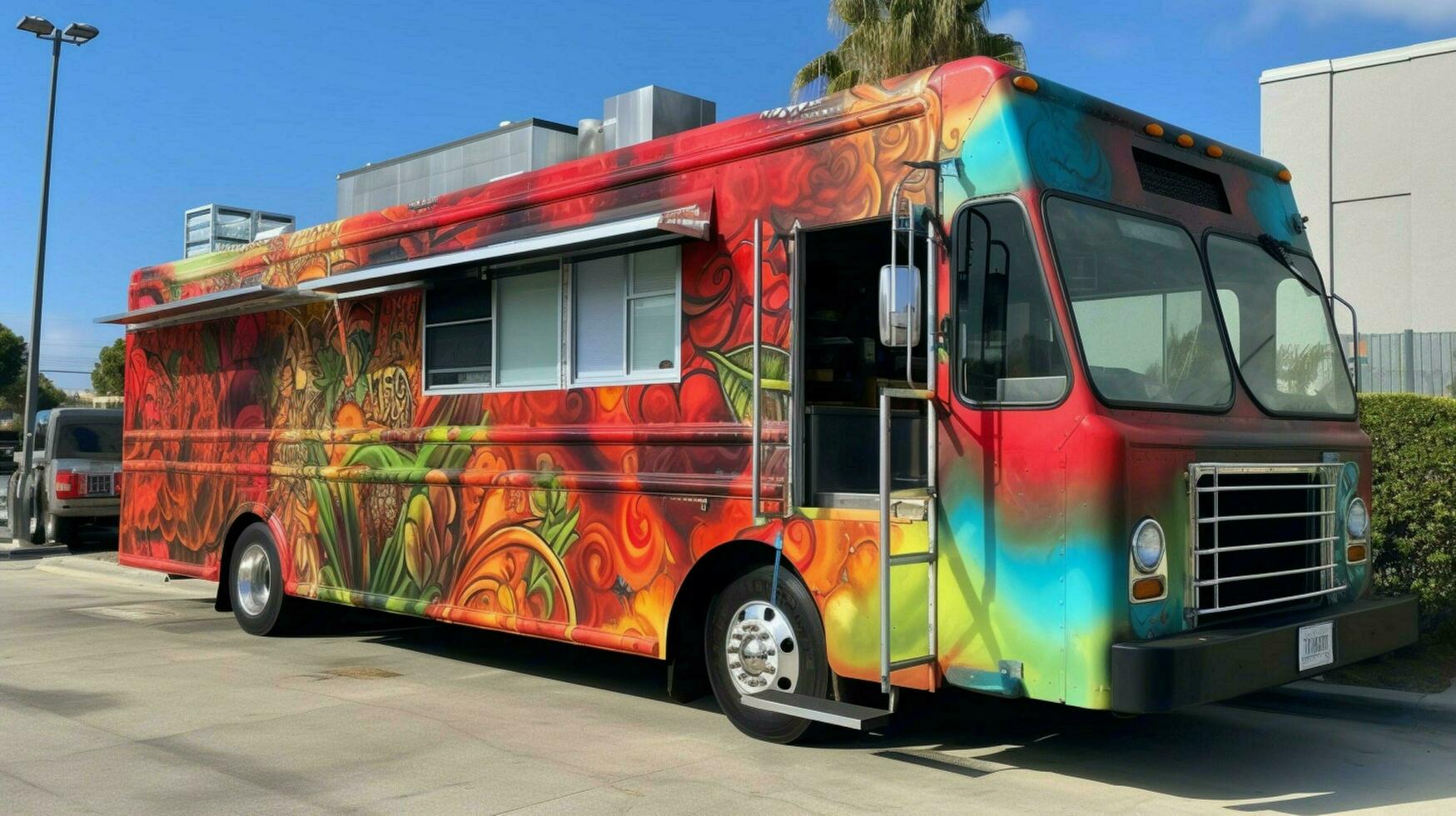 vegetarian food truck with variety of plantbased photo