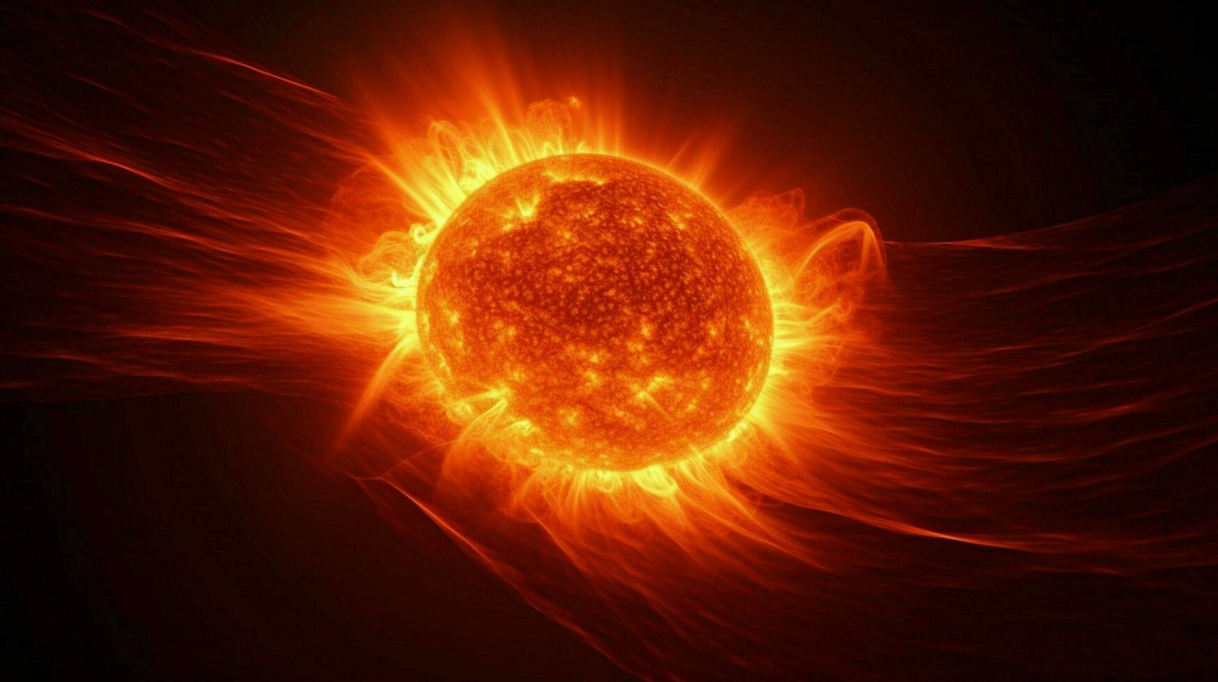 view of the sun with brilliant flares and promine photo