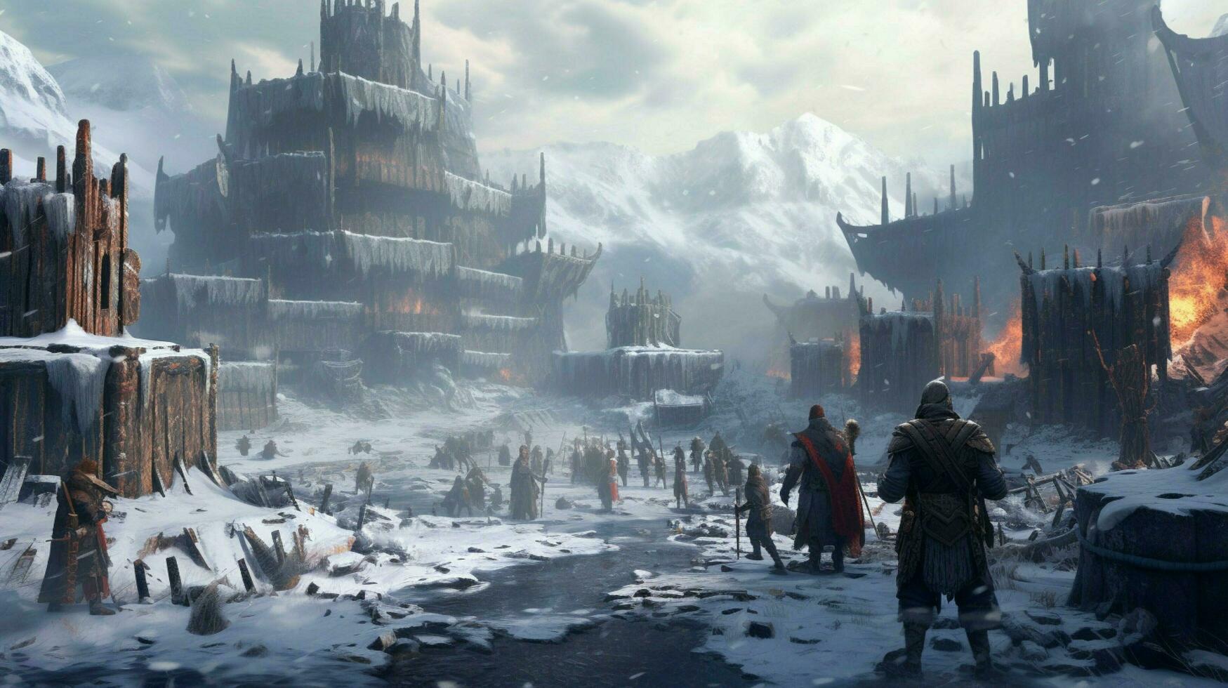 viking man snow settlement photo