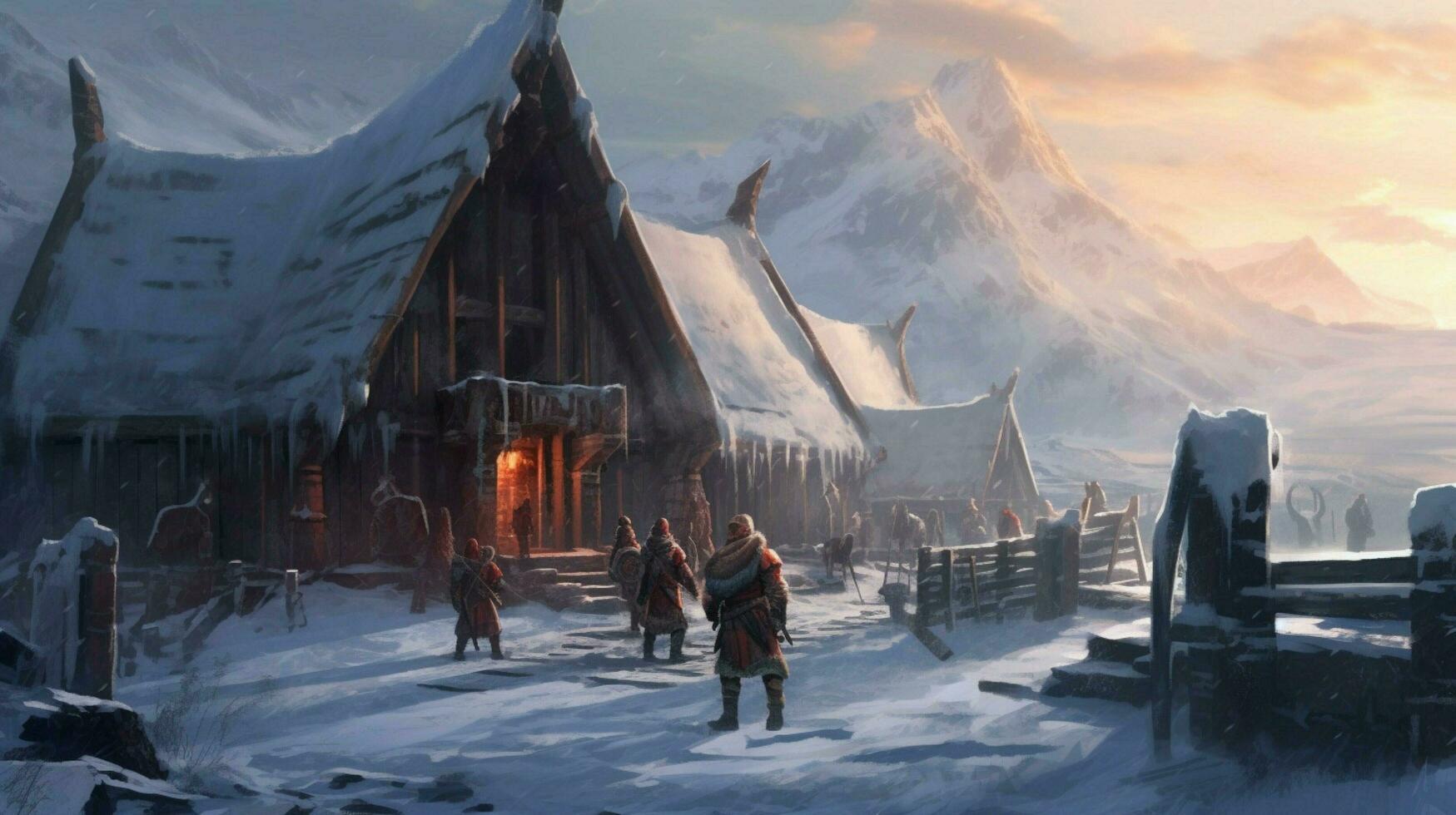 viking man snow settlement photo