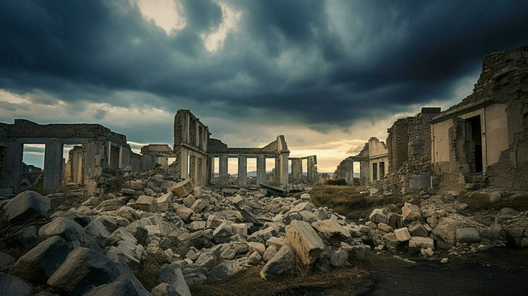 white gray sky after passage of storm clouds on r photo