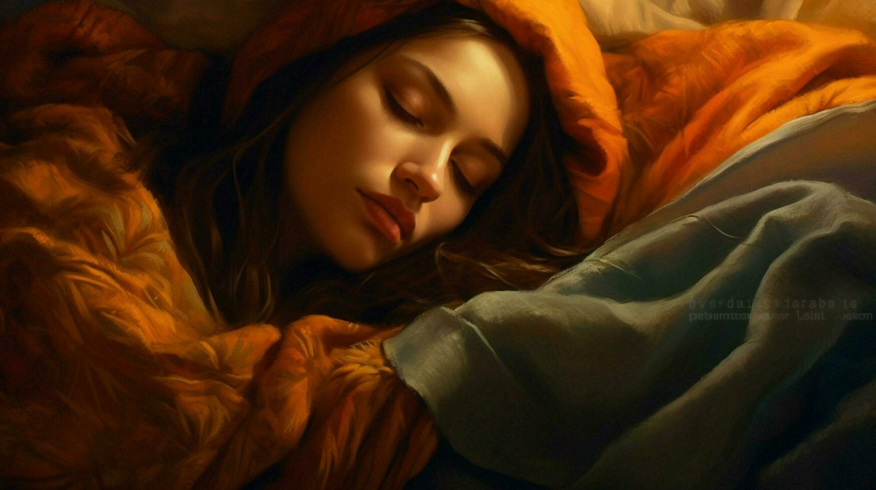 woman warm blanket sleep photo