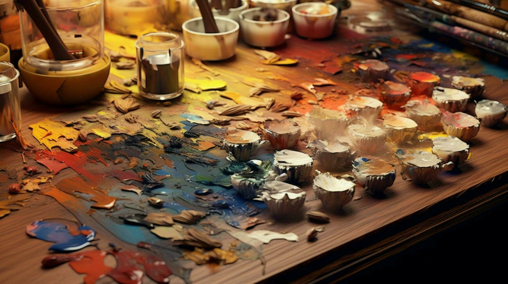 wooden oil palette paint photo
