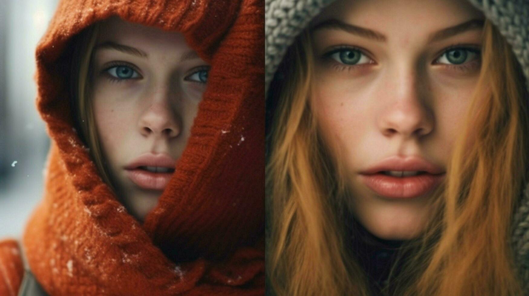 woman warm winter clothes season photo