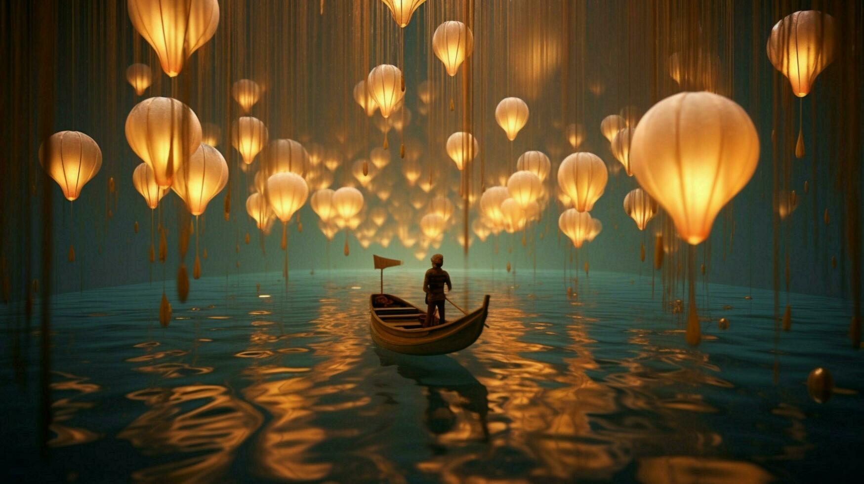 world of floating objects and otherworldly lights photo