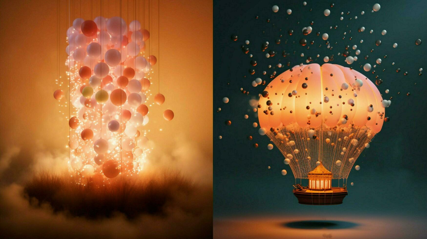 world of floating objects and otherworldly lights photo