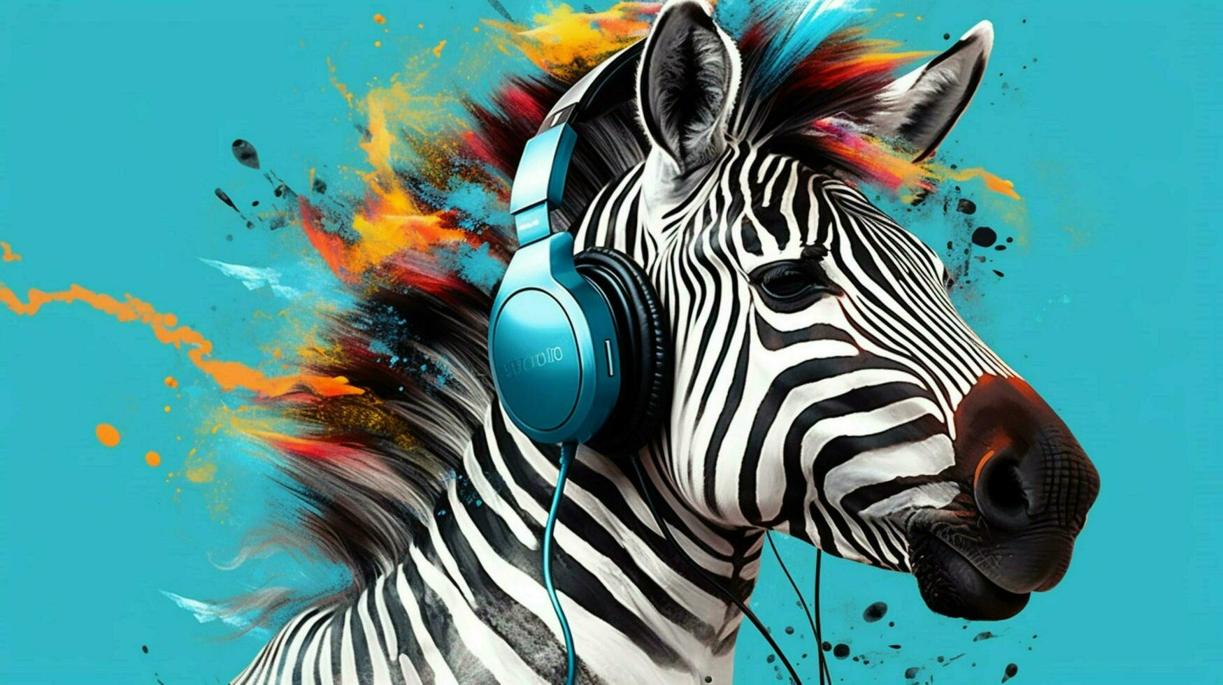 zebra in a headphones illustration photo