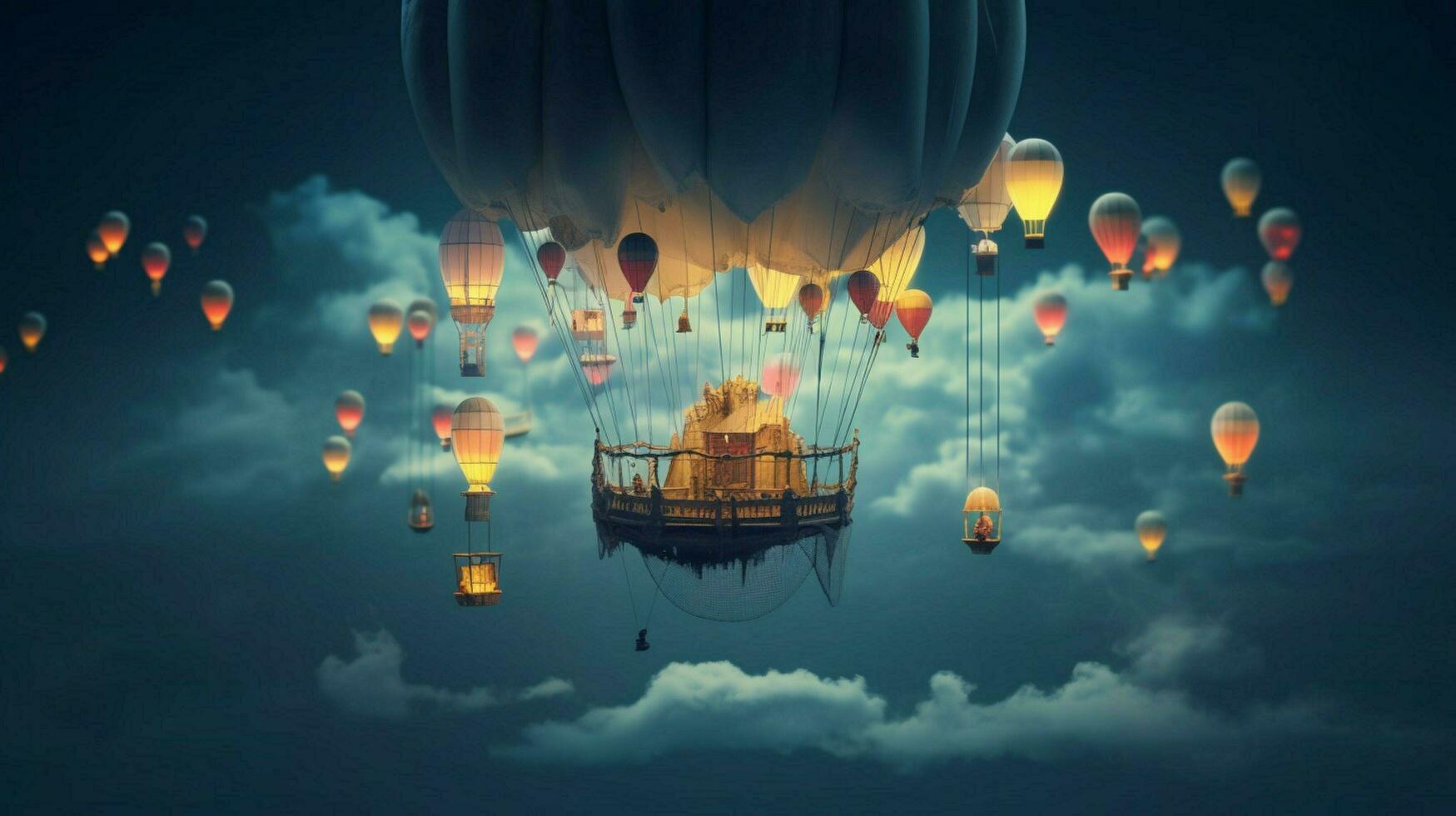 world of floating objects and otherworldly lights photo