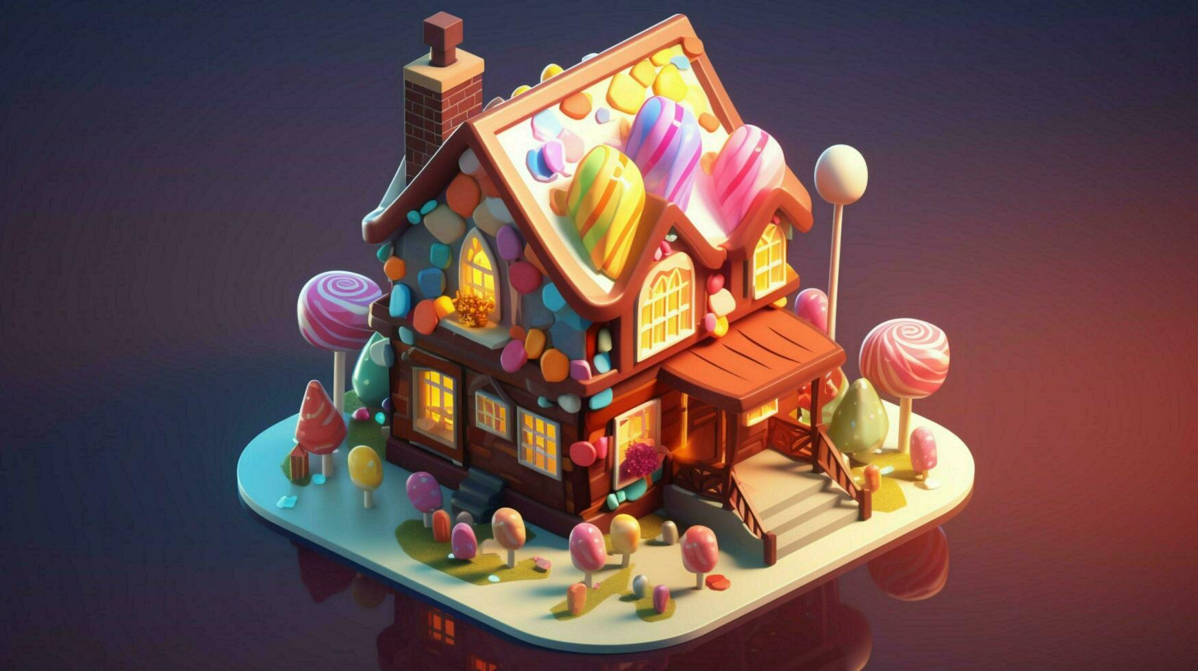 A fancy candy house with sweets and chocolate dessert photo