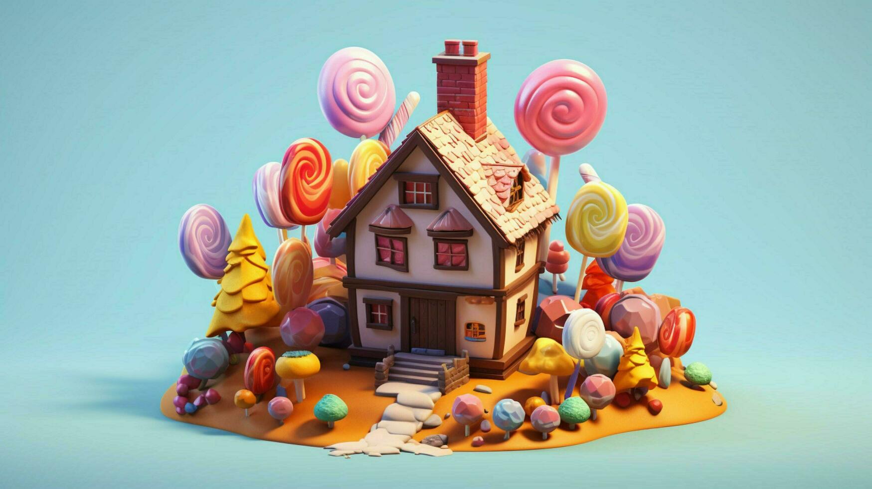 A fancy candy house with sweets and chocolate dessert photo