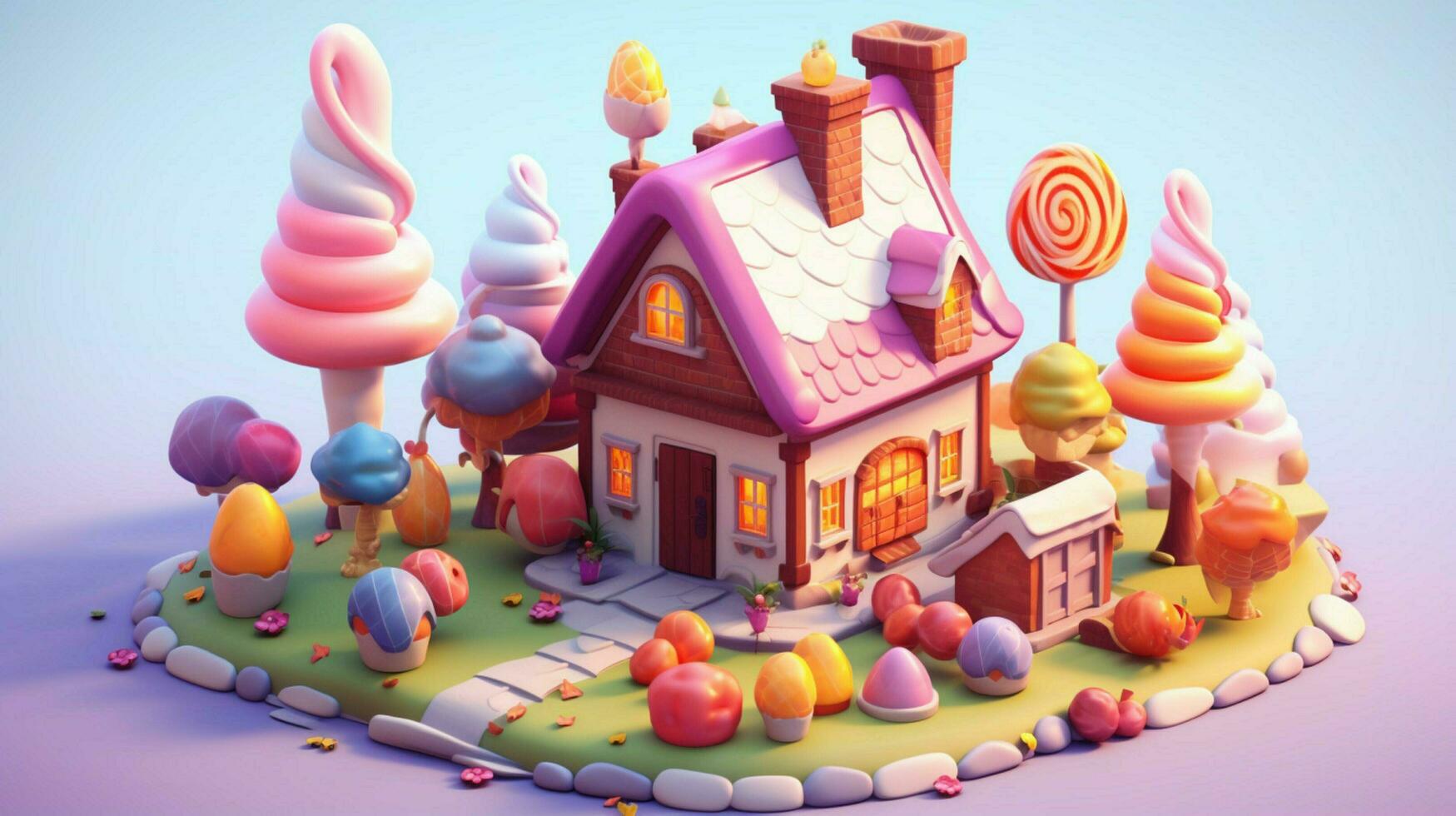 A fancy candy house with sweets and chocolate dessert photo