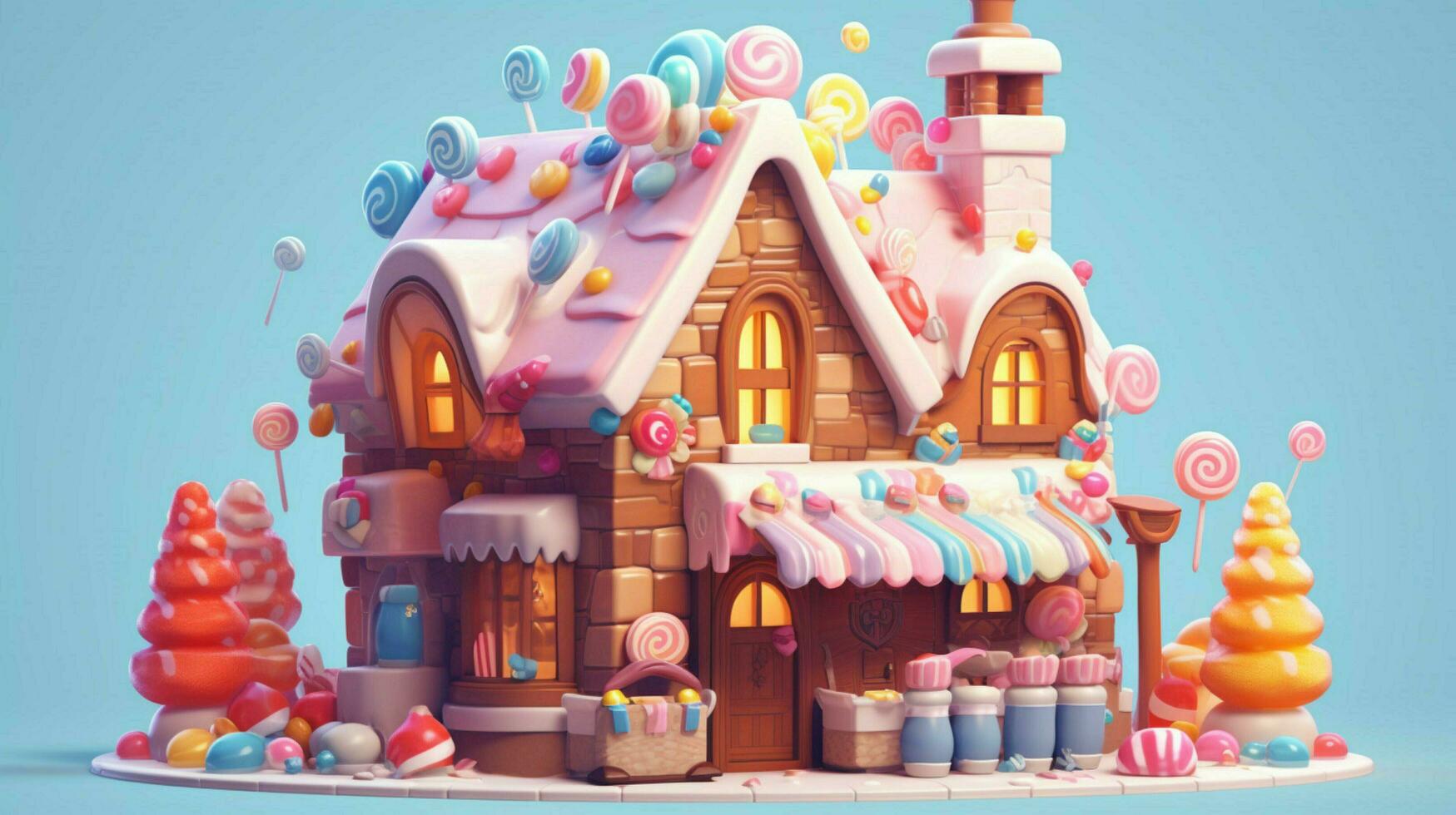 A fancy candy house with sweets and chocolate dessert photo