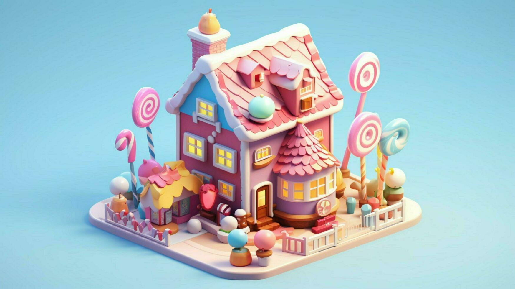 A fancy candy house with sweets and chocolate dessert photo