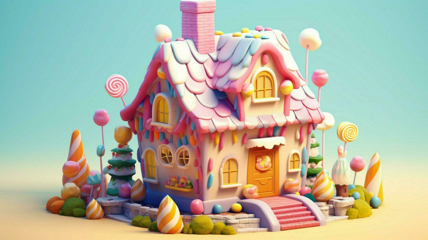 A fancy candy house with sweets and chocolate dessert photo