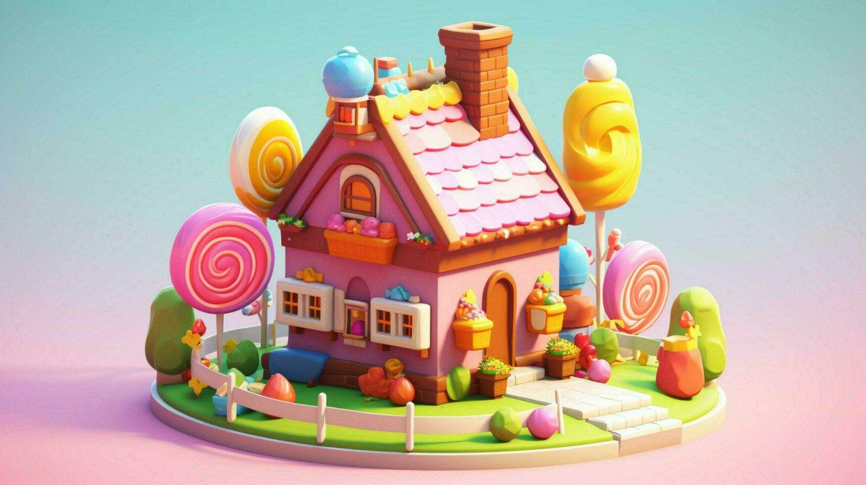 A fancy candy house with sweets and chocolate dessert photo