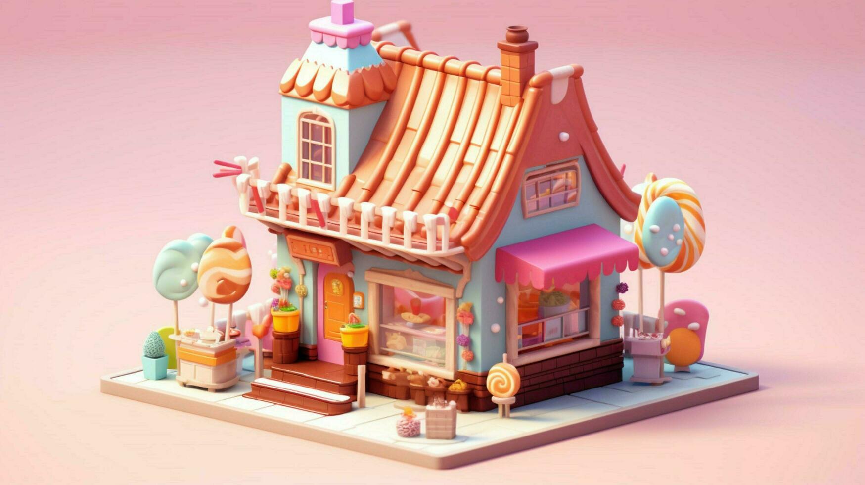 A fancy candy house with sweets and chocolate dessert photo