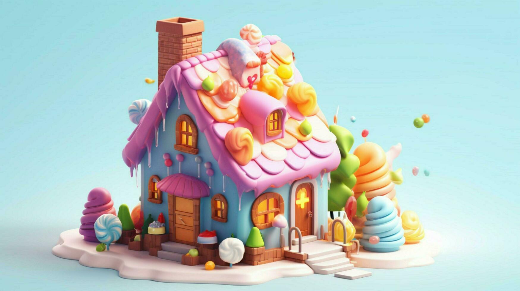 A fancy candy house with sweets and chocolate dessert photo