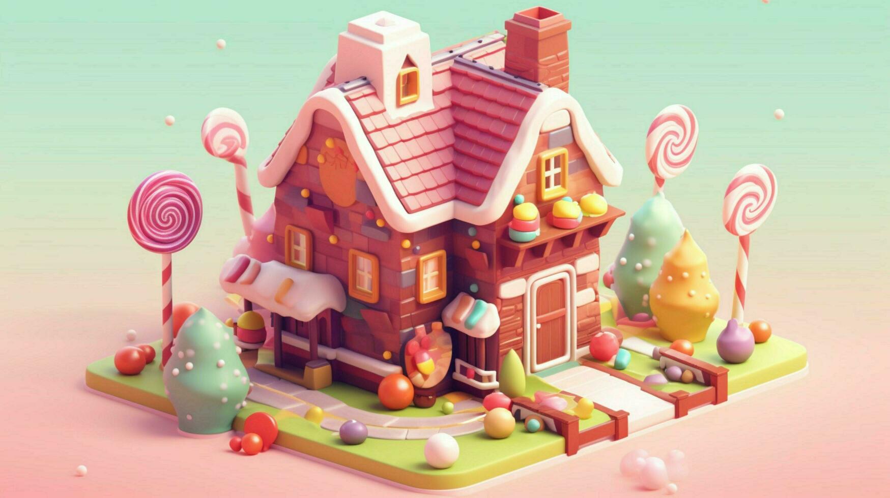 A fancy candy house with sweets and chocolate dessert photo