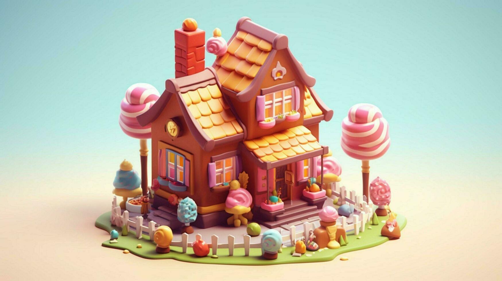 A fancy candy house with sweets and chocolate dessert photo