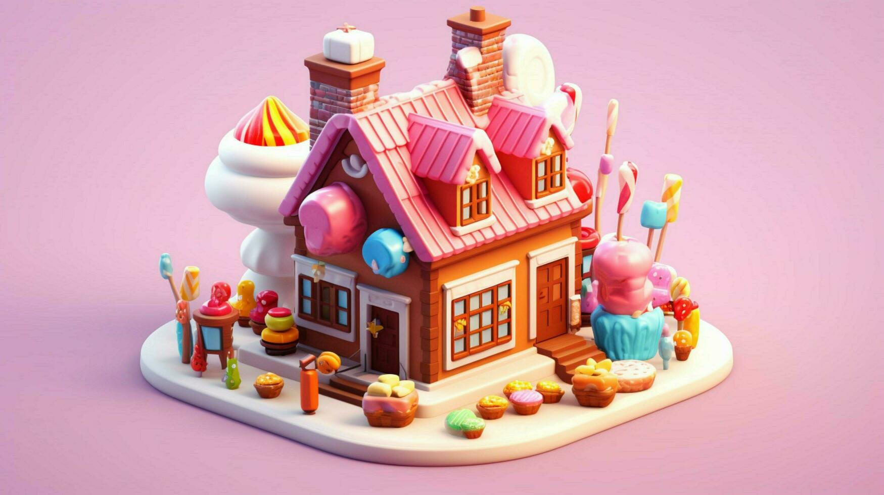 A fancy candy house with sweets and chocolate dessert photo