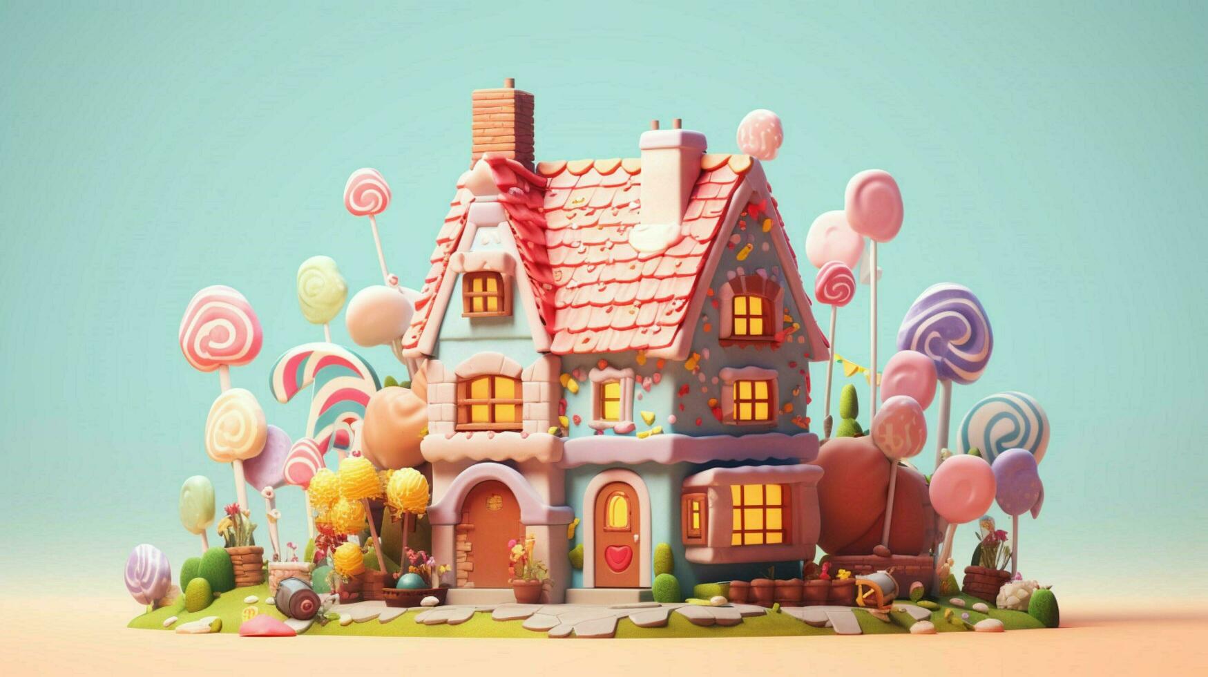 A fancy candy house with sweets and chocolate dessert photo