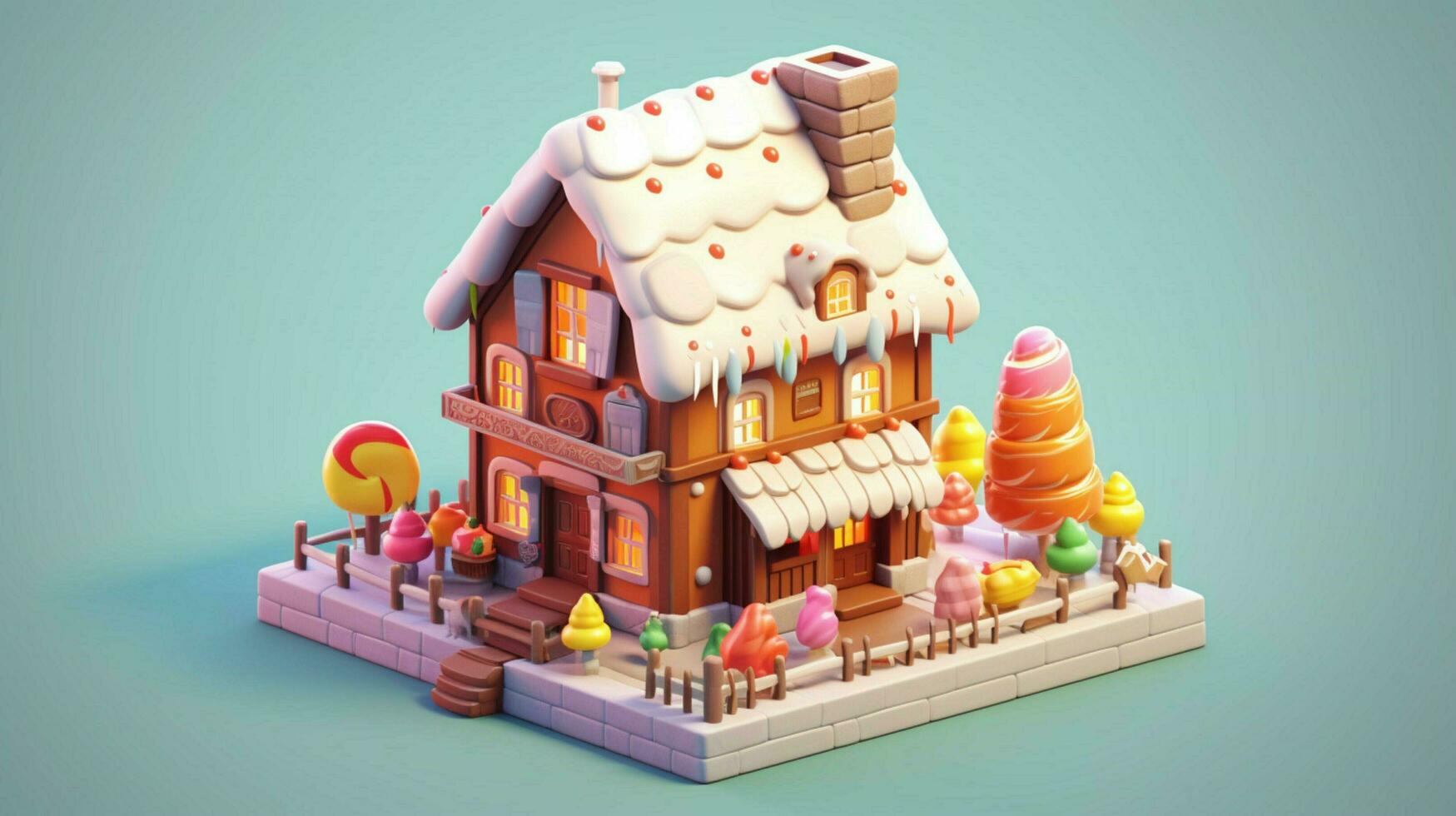 A fancy candy house with sweets and chocolate dessert photo