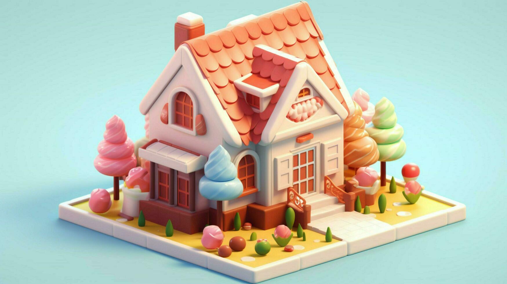 A fancy candy house with sweets and chocolate dessert photo