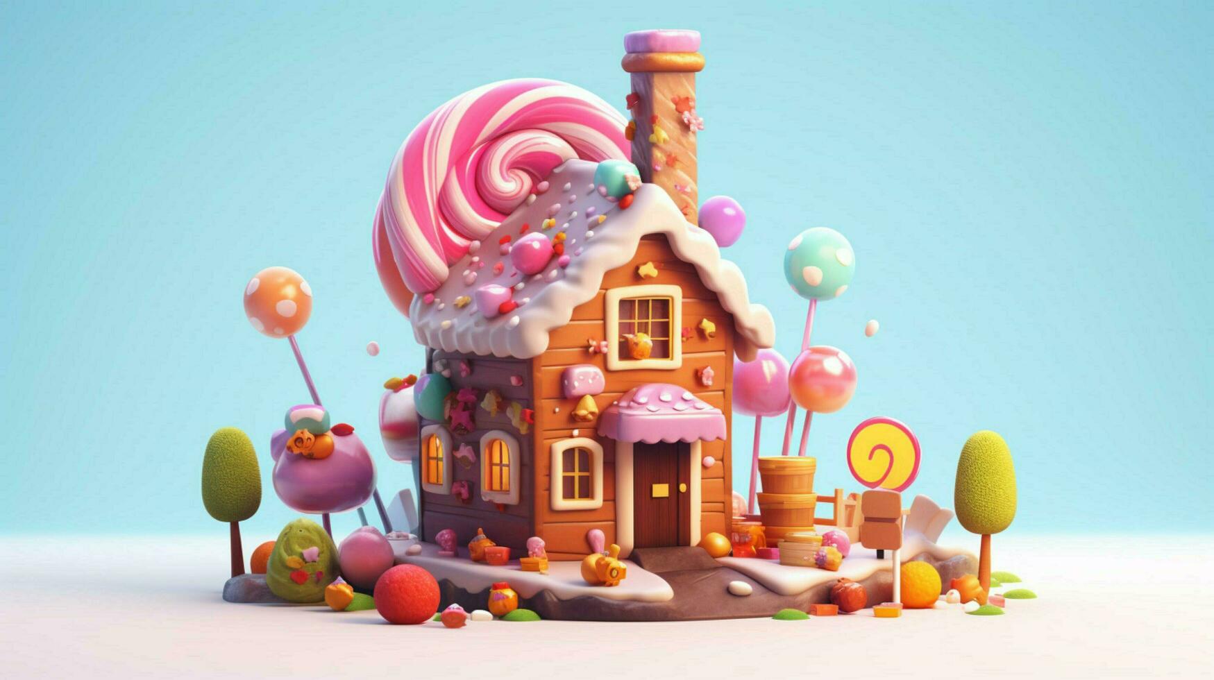 A fancy candy house with sweets and chocolate dessert photo