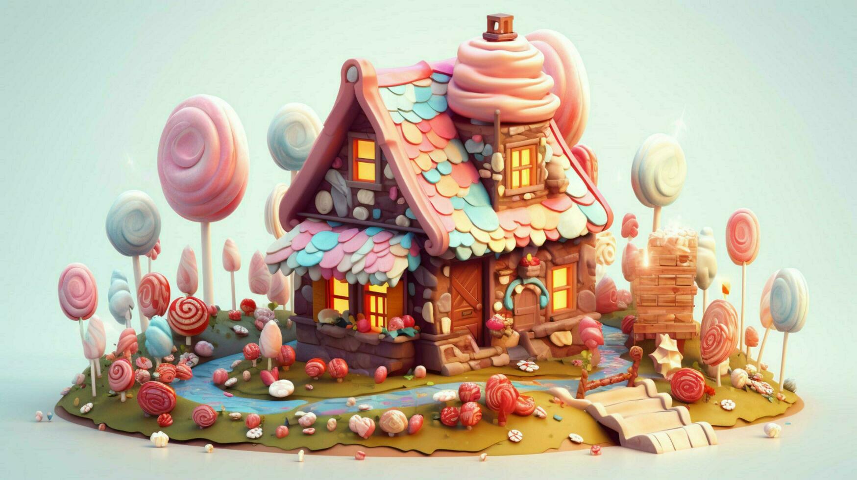 A fancy candy house with sweets and chocolate dessert photo