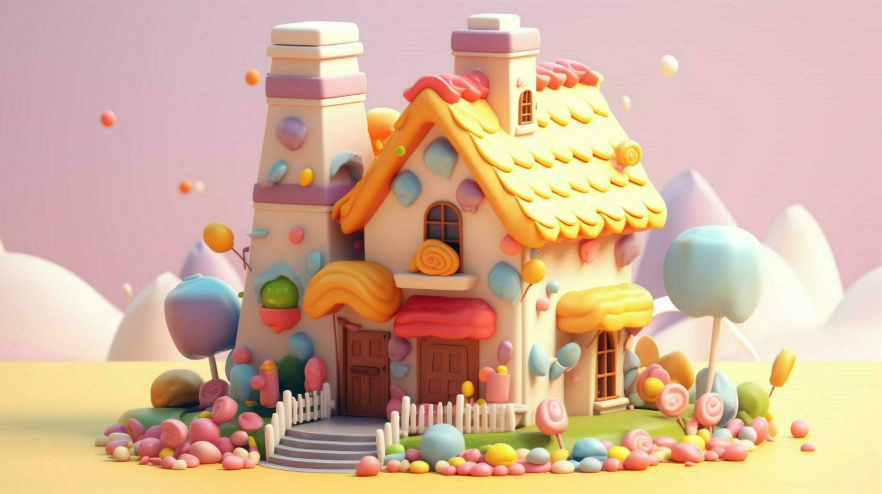 A fancy candy house with sweets and chocolate dessert photo