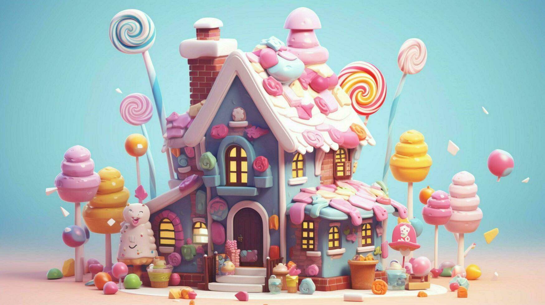 A fancy candy house with sweets and chocolate dessert photo