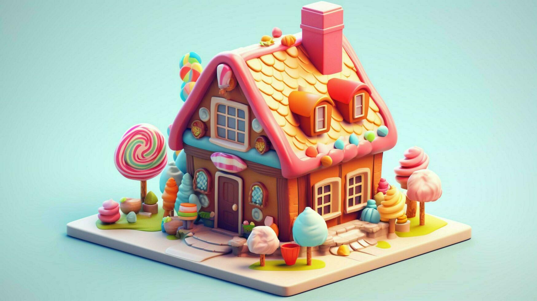 A fancy candy house with sweets and chocolate dessert photo