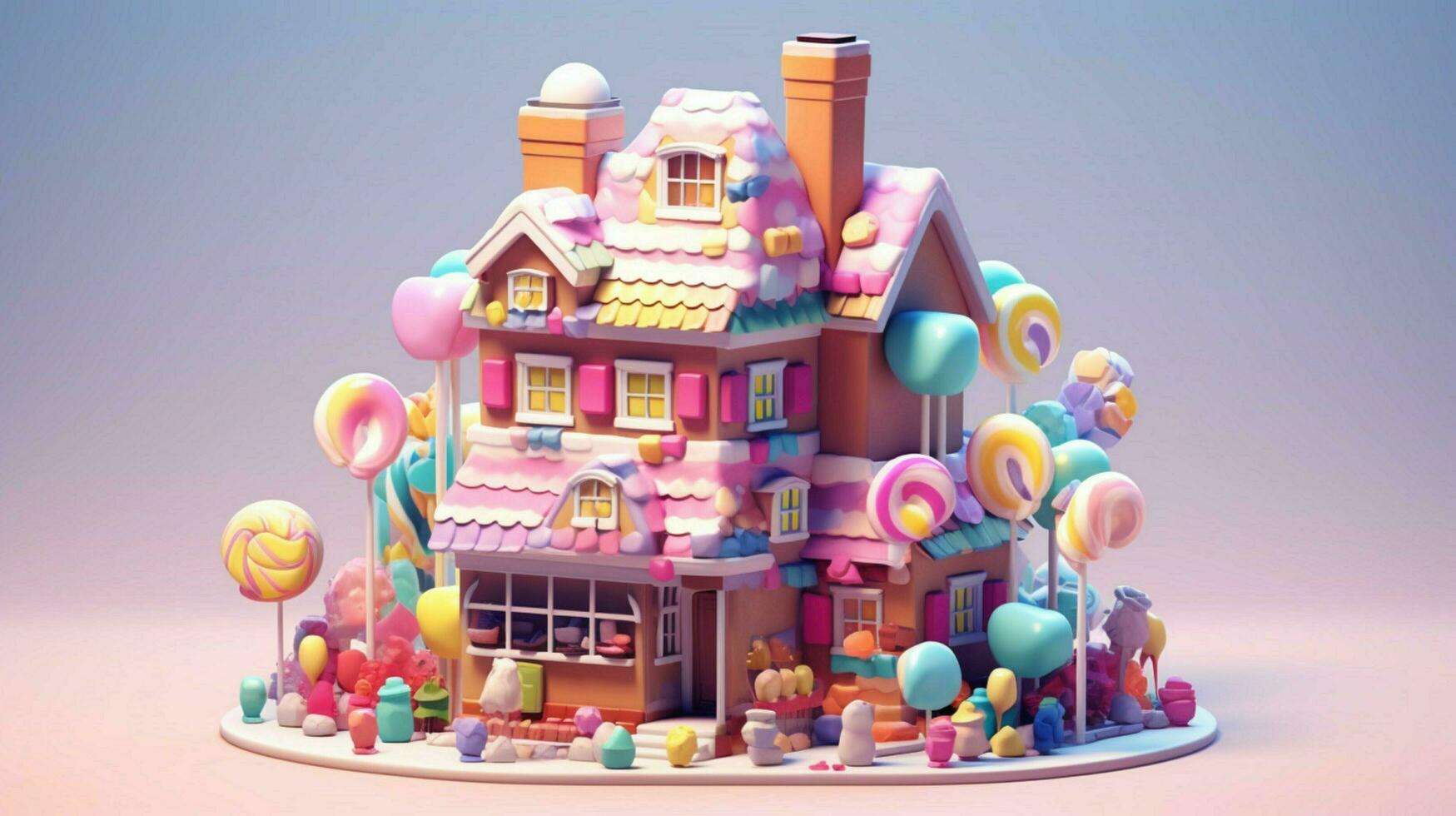 A fancy candy house with sweets and chocolate dessert photo