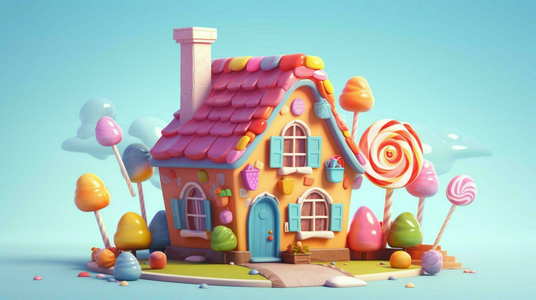 A fancy candy house with sweets and chocolate dessert photo