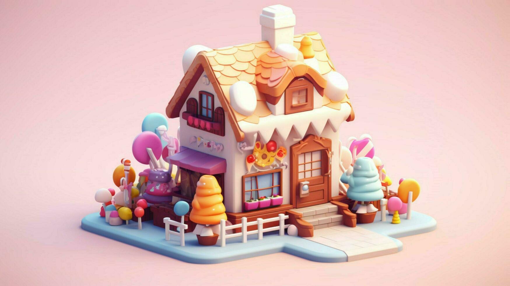 A fancy candy house with sweets and chocolate dessert photo