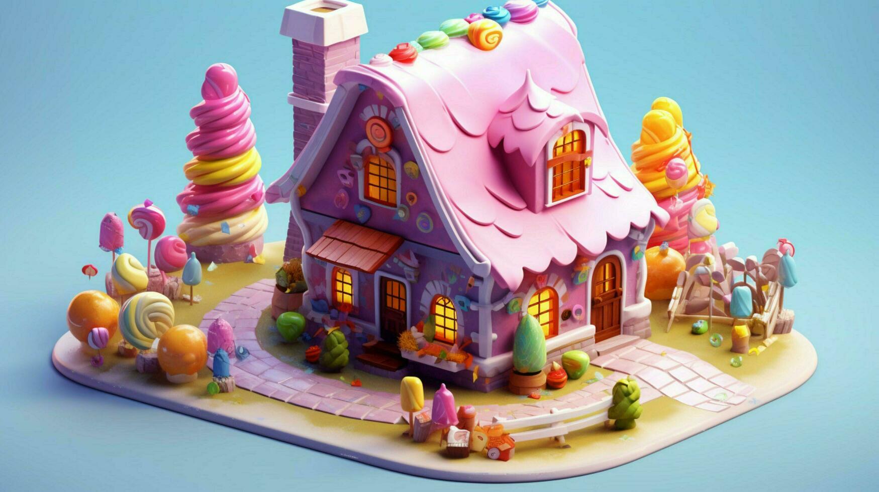 A fancy candy house with sweets and chocolate dessert photo