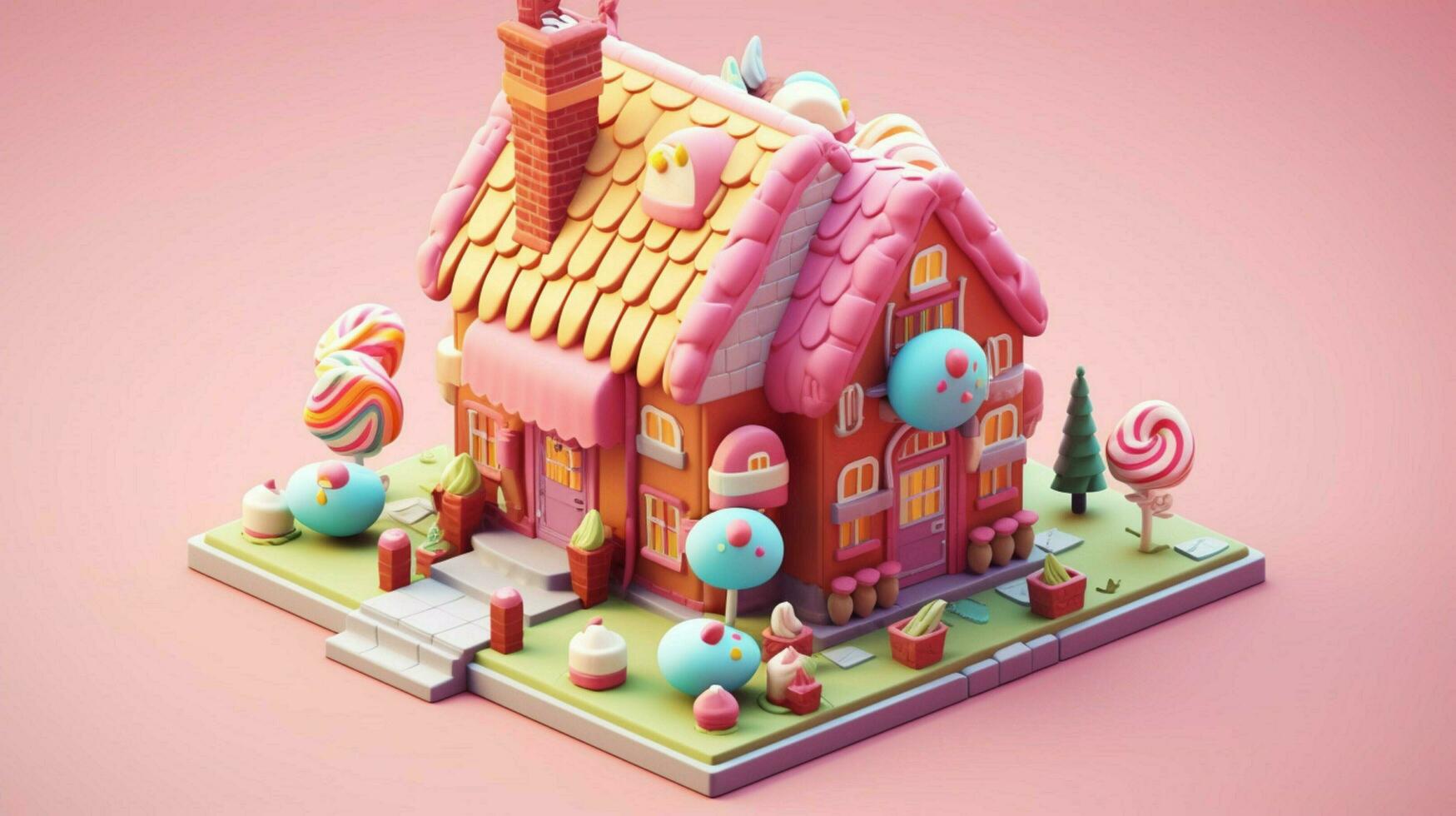 A fancy candy house with sweets and chocolate dessert photo