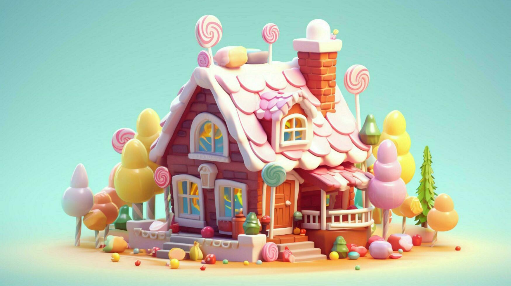 A fancy candy house with sweets and chocolate dessert photo