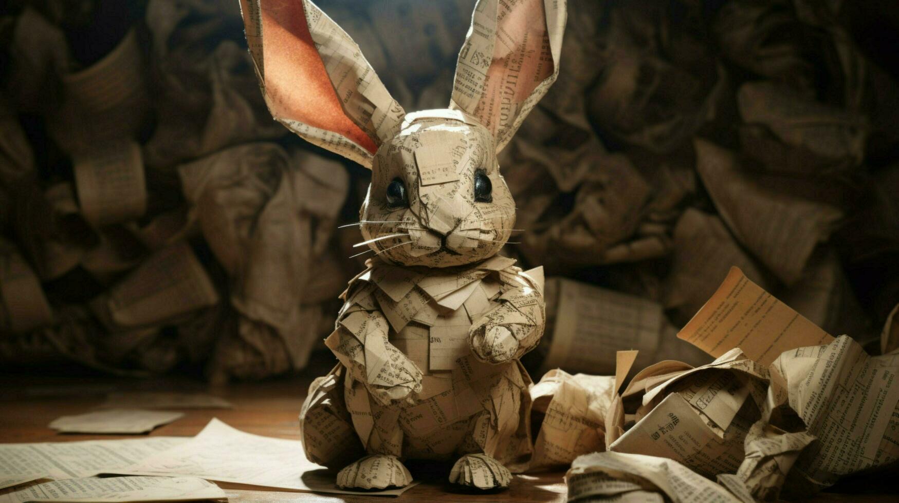 A layered paper rabbit crafted with Vintage Manus photo