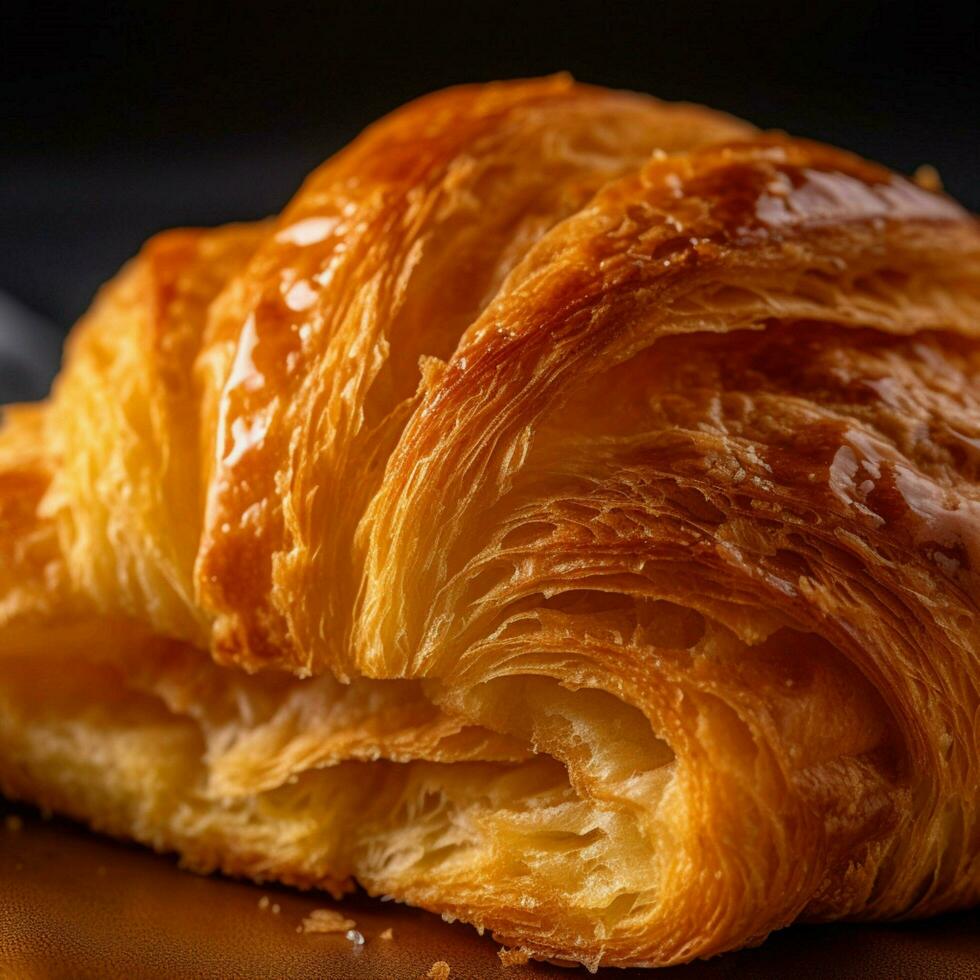 A food photograph of a French croissant captured photo