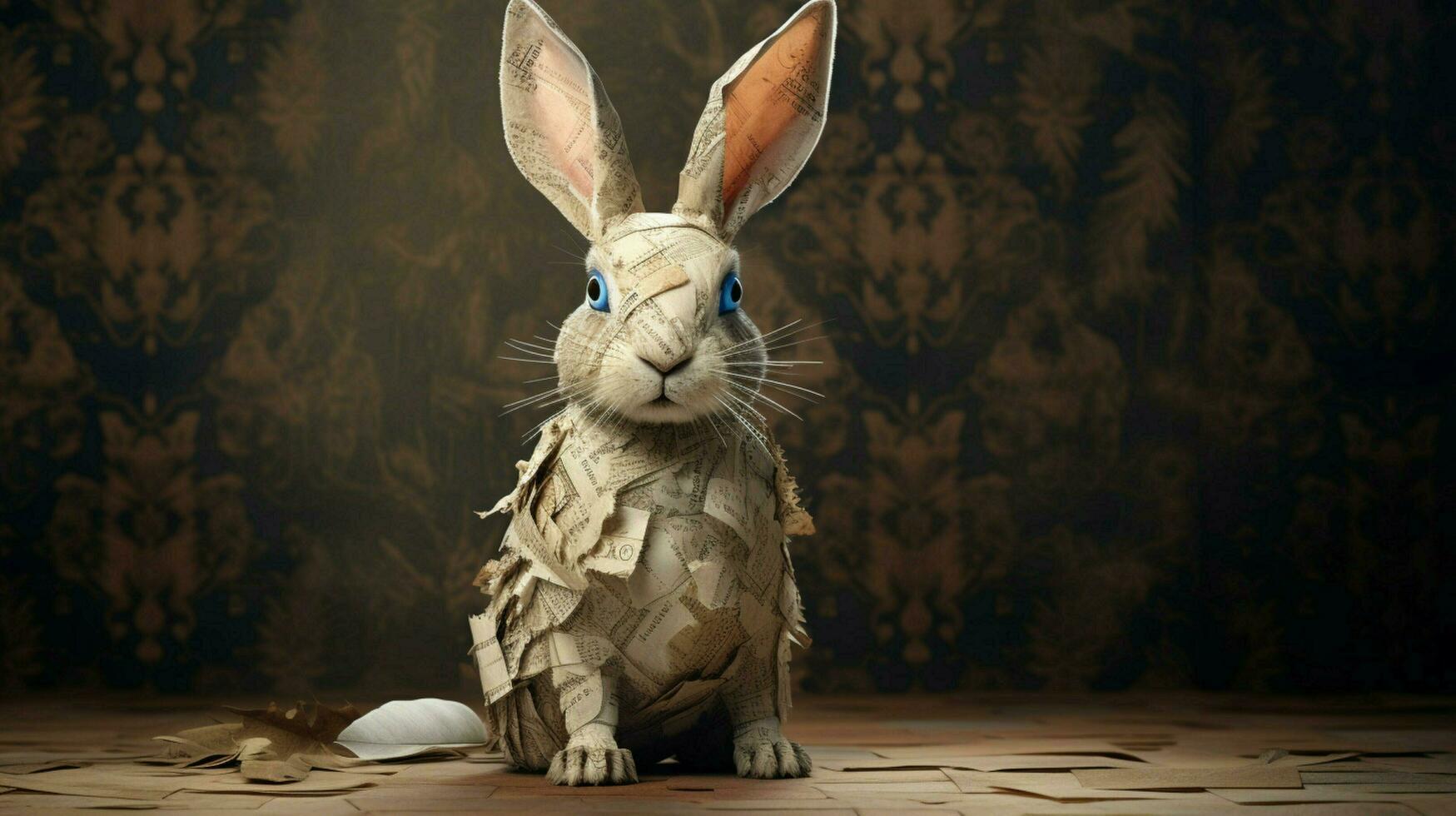A layered paper rabbit crafted with Vintage Manus photo