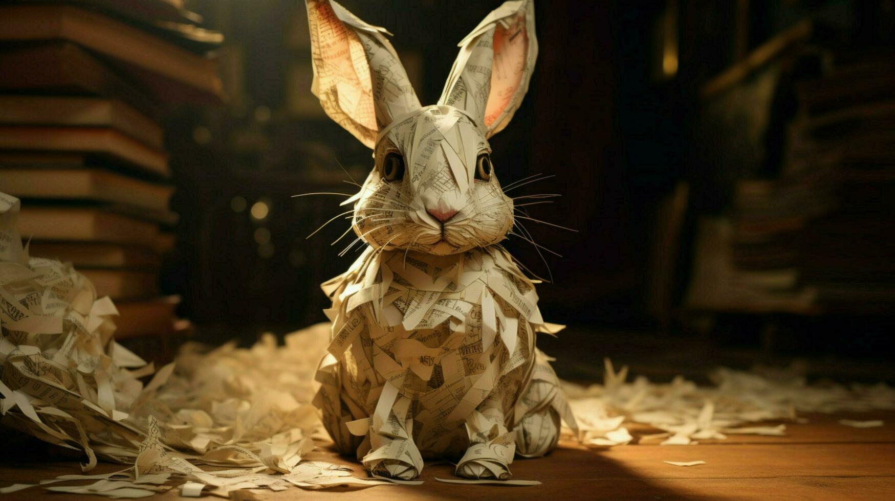 A layered paper rabbit crafted with Vintage Manus photo