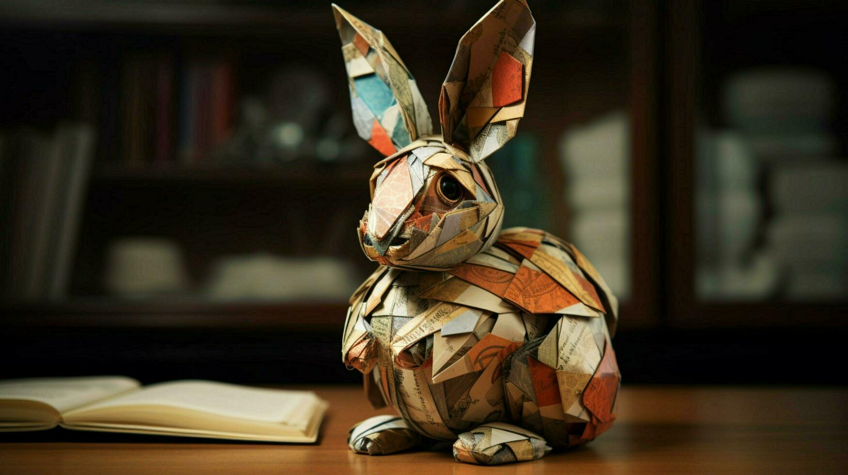 A layered paper rabbit crafted with Vintage Manus photo