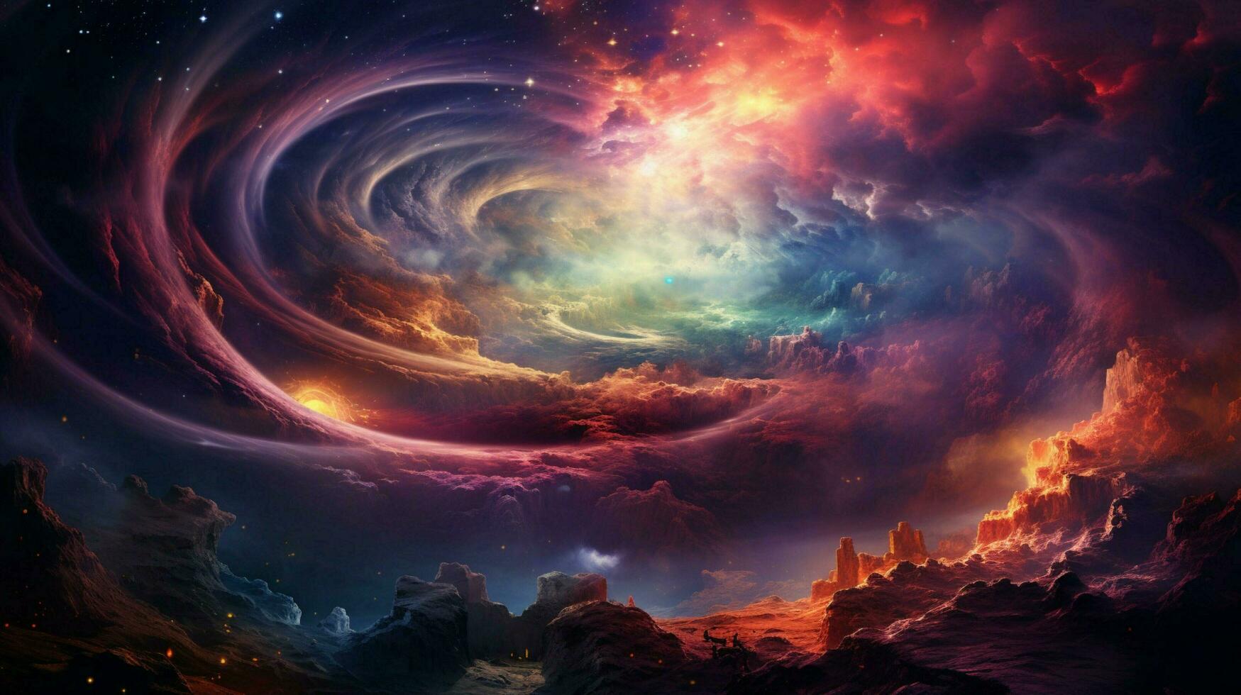 A swirling galaxy of colors and shapes dreamlike photo